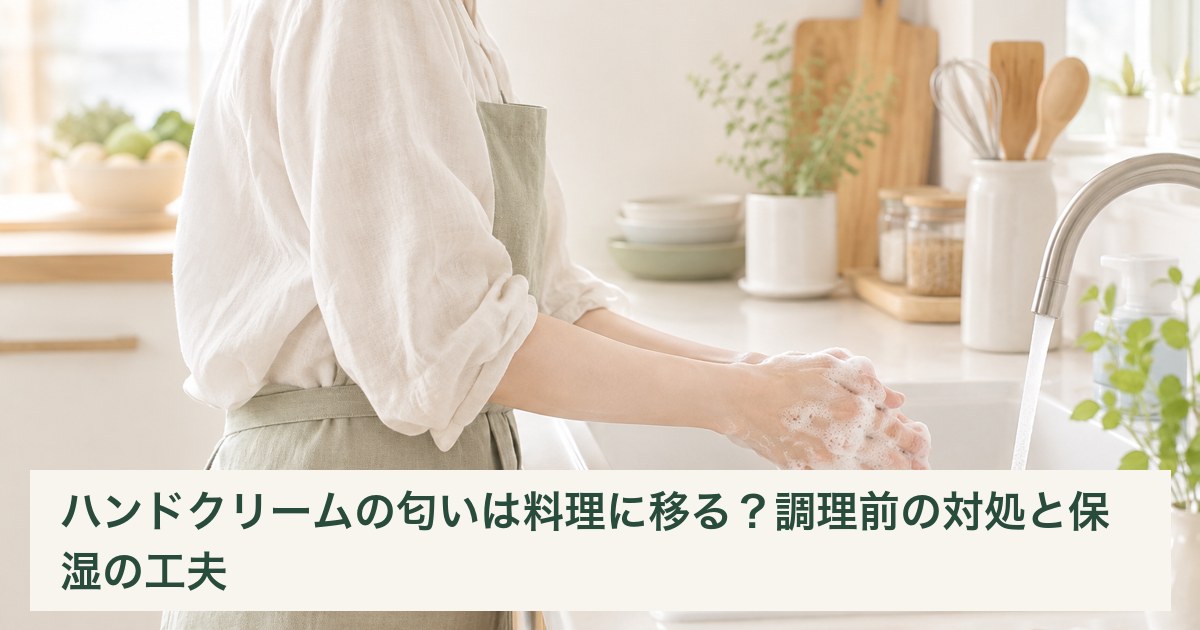 家庭のキッチンで調理前に石けんで手を洗う様子
