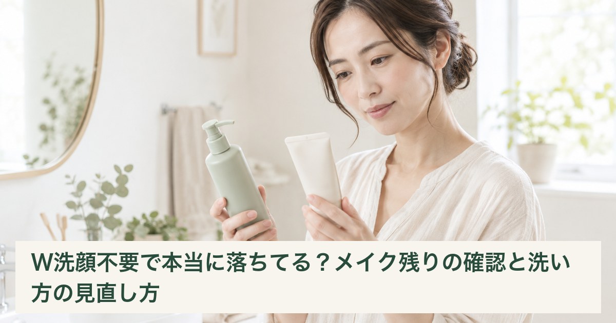 クレンジングと日焼け止めの使用方法を見比べる女性