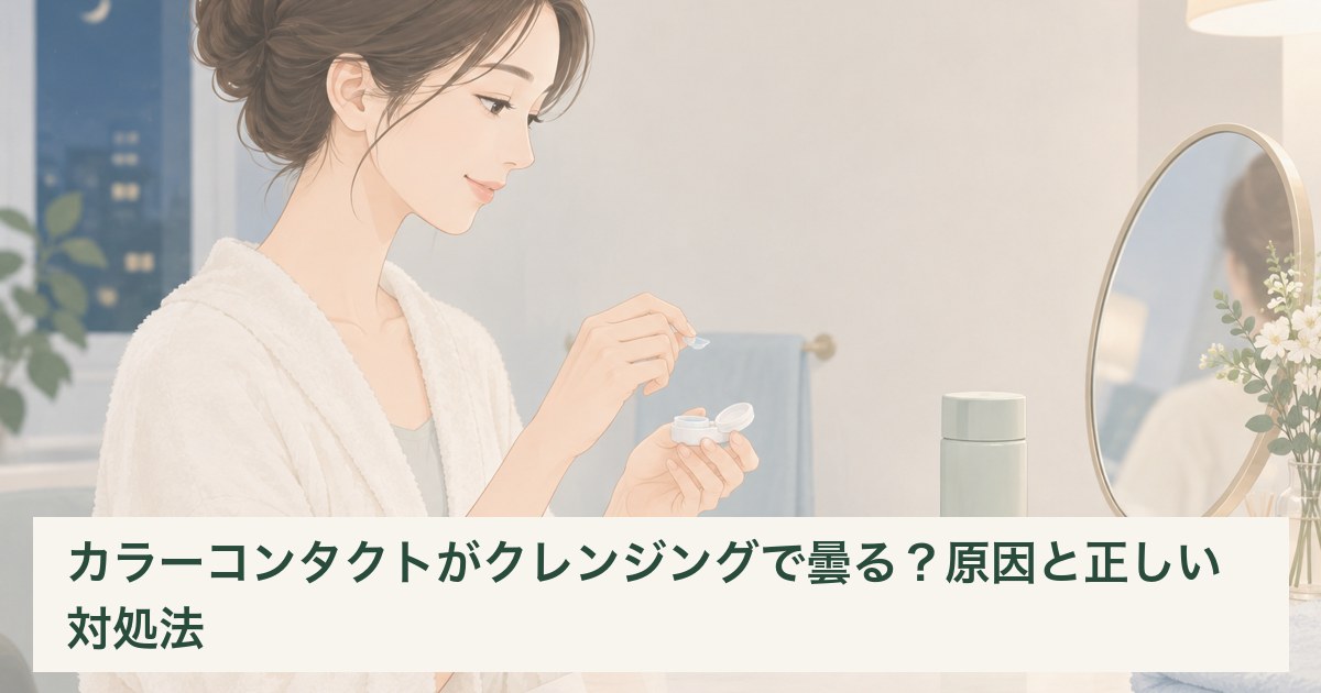 メイクを落とす前にカラーコンタクトを外す準備をする女性